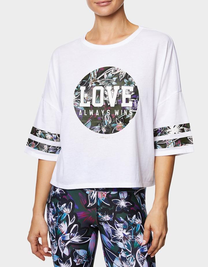 Betseyjohnson Love Varsity Crop Boyfriend Tee White