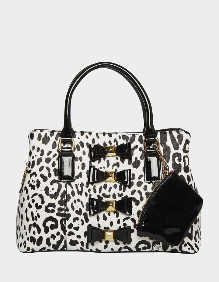 Betseyjohnson Snow Leopard Bow Satchel White Black