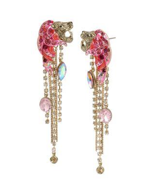 Steve Madden Magical Creatures Lion Chandelier Earrings Pink