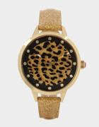 Betseyjohnson Round And Round Leopard Watch Gold