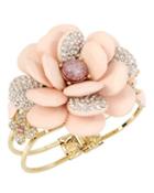 Steve Madden Marie Antoinette Pave Rose Bangel Bracelet Pink