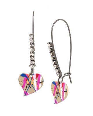 Steve Madden Harlem Shuffle Heart Drop Earrings Multi