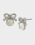 Betseyjohnson Get Your Wings Bow Pearl Stud Earrings Crystal