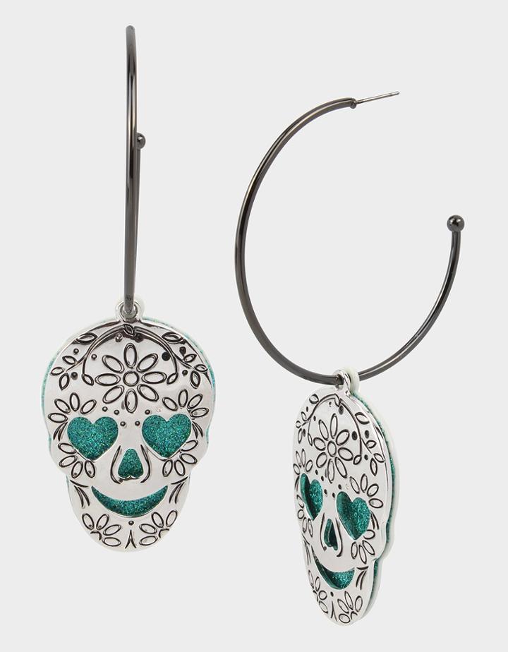 Betseyjohnson Creep It Real Skull Convertible Earrings Teal