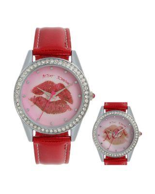 Steve Madden Xoxo Lips Illusion Watch Red