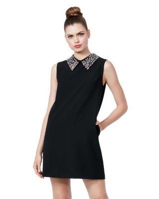 Steve Madden Embellished Collar Black Shift Dress Black