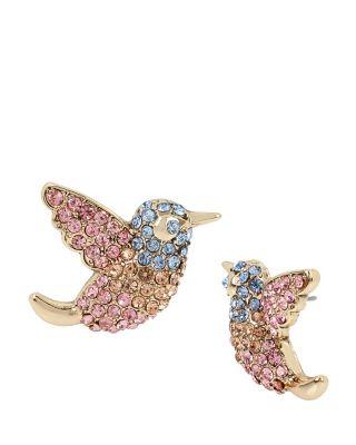 Steve Madden Buzz Off Bird Button Earrings Multi