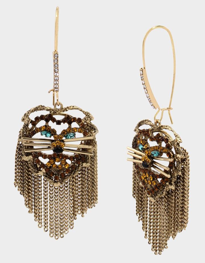 Betseyjohnson Stay Wild Lion Hook Earrings Multi