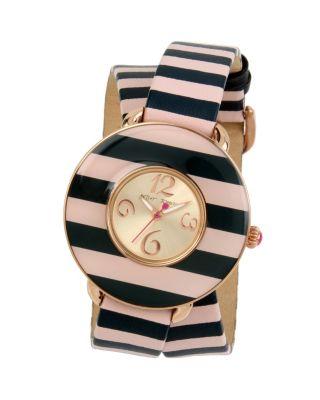 Steve Madden Double Trouble Striped Watch Black/pink