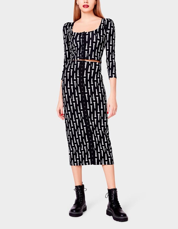Betseyjohnson Betseys Vintage Inspired Pencil Skirt Black Multi