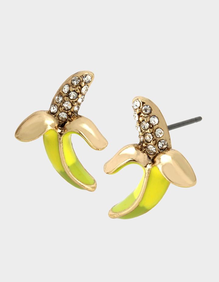 Betseyjohnson Welcome To The Jungle Banana Studs Yellow