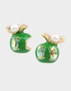 Betseyjohnson Summer Picnic Apple Stud Earrings Green
