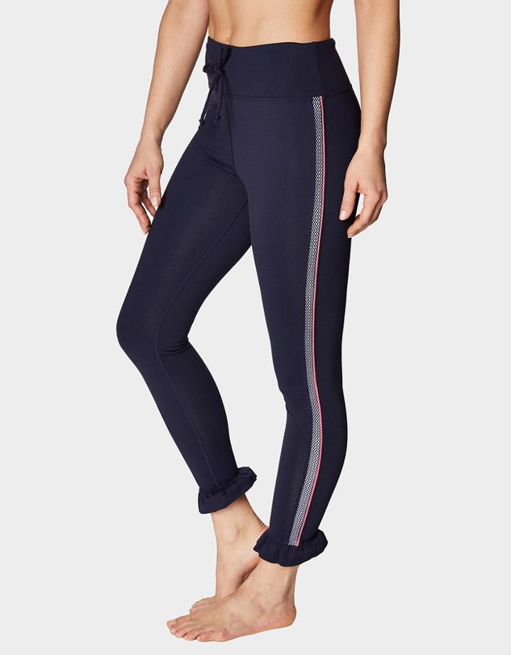 Betseyjohnson Ruffle Hem Side Mesh Legging Navy