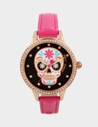 Betseyjohnson Vibrant Skull Watch Pink
