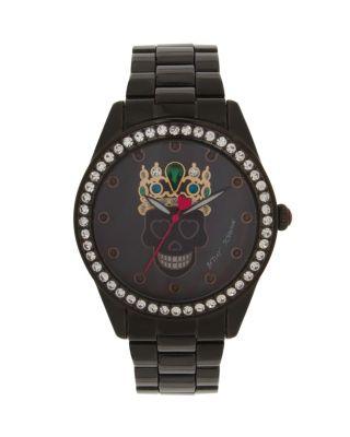 Steve Madden Blackout Skull Watch Black