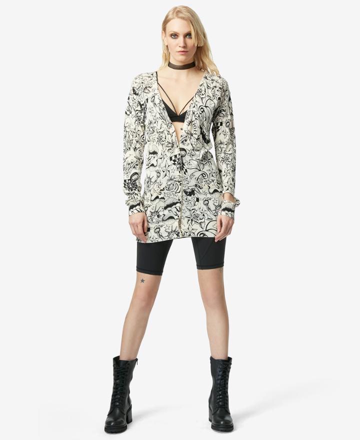 Betseyjohnson Bj Vintage Graffiti Cardi Black-white