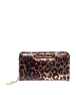 Steve Madden Leaping Leopard Zip Around Wallet Leopard
