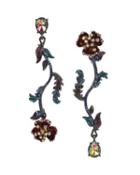 Steve Madden Surreal Forest Flower Linear Earrings Multi