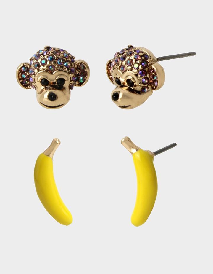 Betseyjohnson Welcome To The Jungle Monkey Stud Set Purple