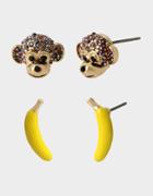 Betseyjohnson Welcome To The Jungle Monkey Stud Set Purple