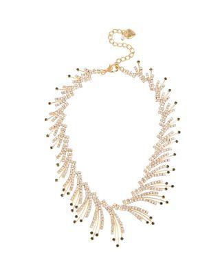 Steve Madden Angels And Wings Spray Frontal Necklace Crystal