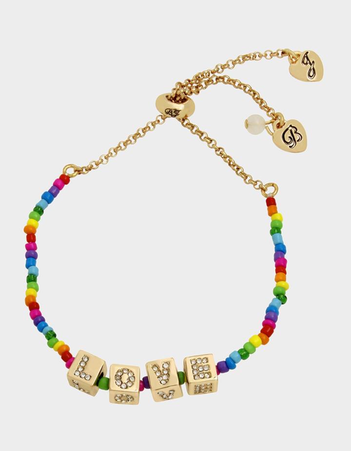 Betseyjohnson Love Is Love Beaded Slider Bracelet Rainbow Multi
