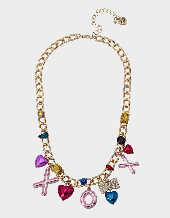 Betseyjohnson Pop Heart Charm Necklace Multi