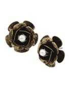 Steve Madden Mystic Baroque Rose Stud Earrings Ivory