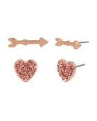 Steve Madden Not Your Babe Arrow Heart Stud Duo Set Pink