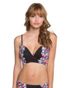 Steve Madden Ballerina Rose Criss Cross Bra Top Black Multi