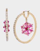 Betseyjohnson Pink Xmas Pave Bow Hoops Pink