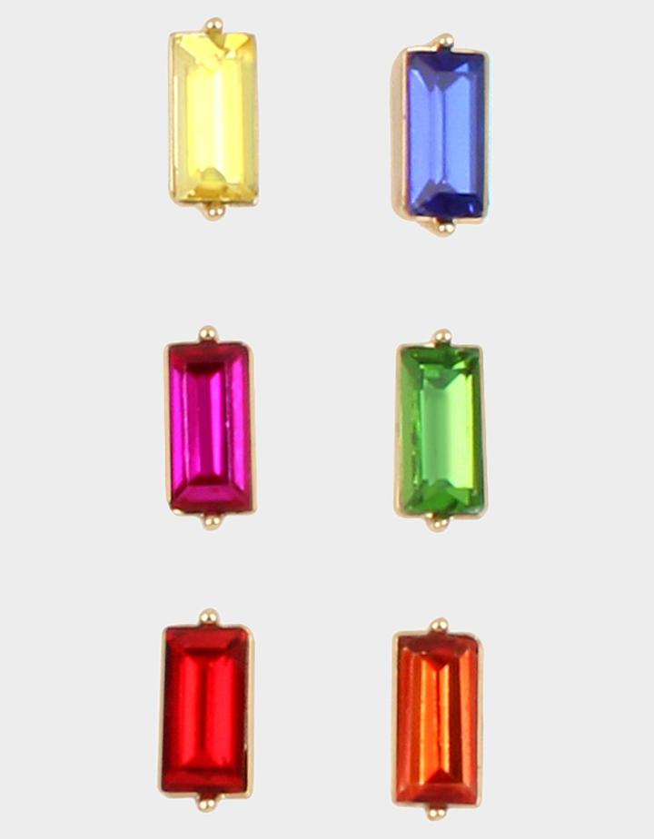 Betseyjohnson Rainbow Retro Stone Stud Set Rainbow Multi