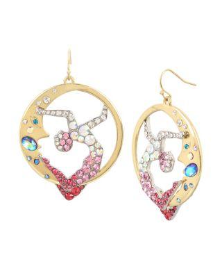 Steve Madden Magical Show Moon Drop Earrings Pink