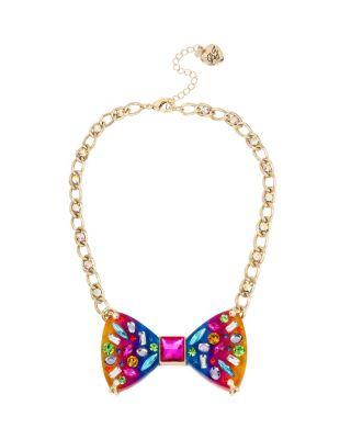Steve Madden Rainbow Connection Lucite Bow Pendant Multi