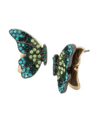 Steve Madden Butterfly Dreams Green Stud Earrings Green