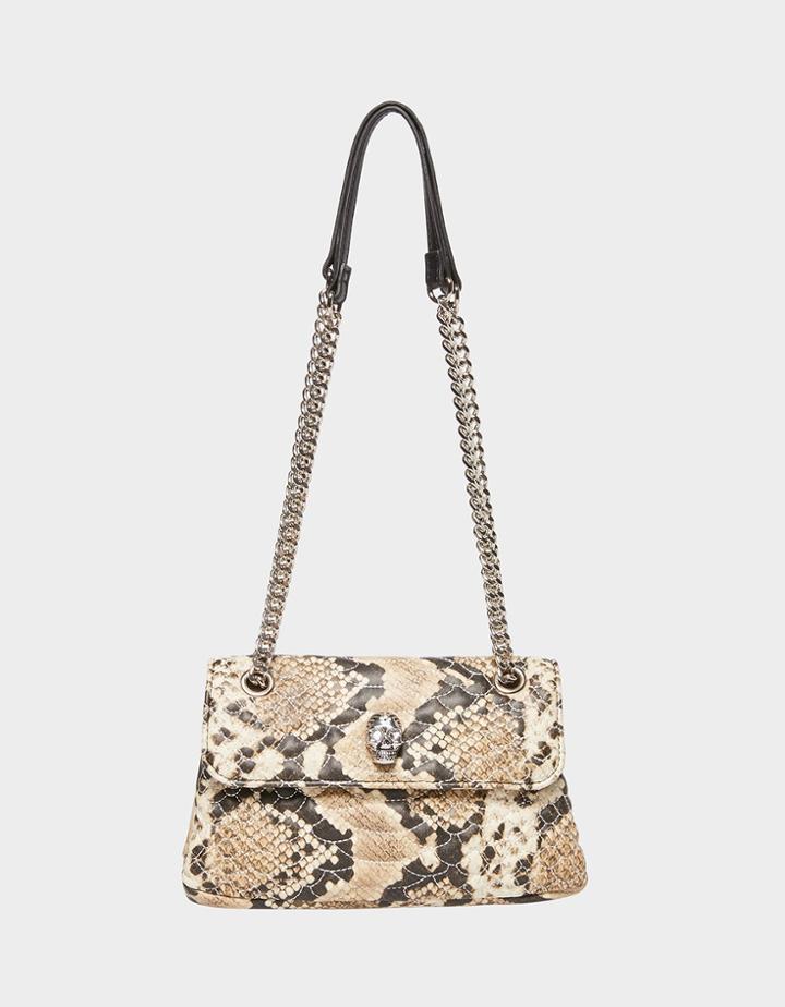 Betseyjohnson Slithering Skull Flap Crossbody Natural Snake