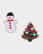 Betseyjohnson Pink Xmas Snowman Mismatch Studs Multi