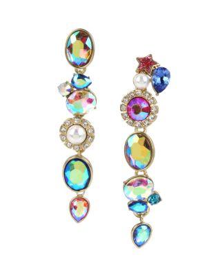 Steve Madden Magical Show Stone Linear Earrings Multi