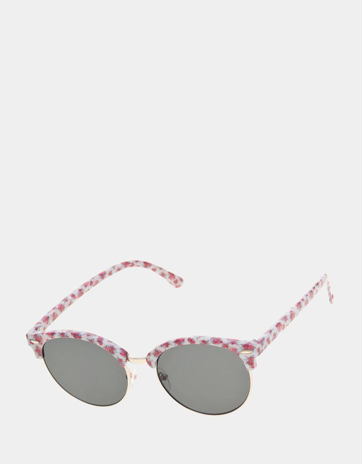 Betseyjohnson Buttoned Up Printed Sunglasses White Multi