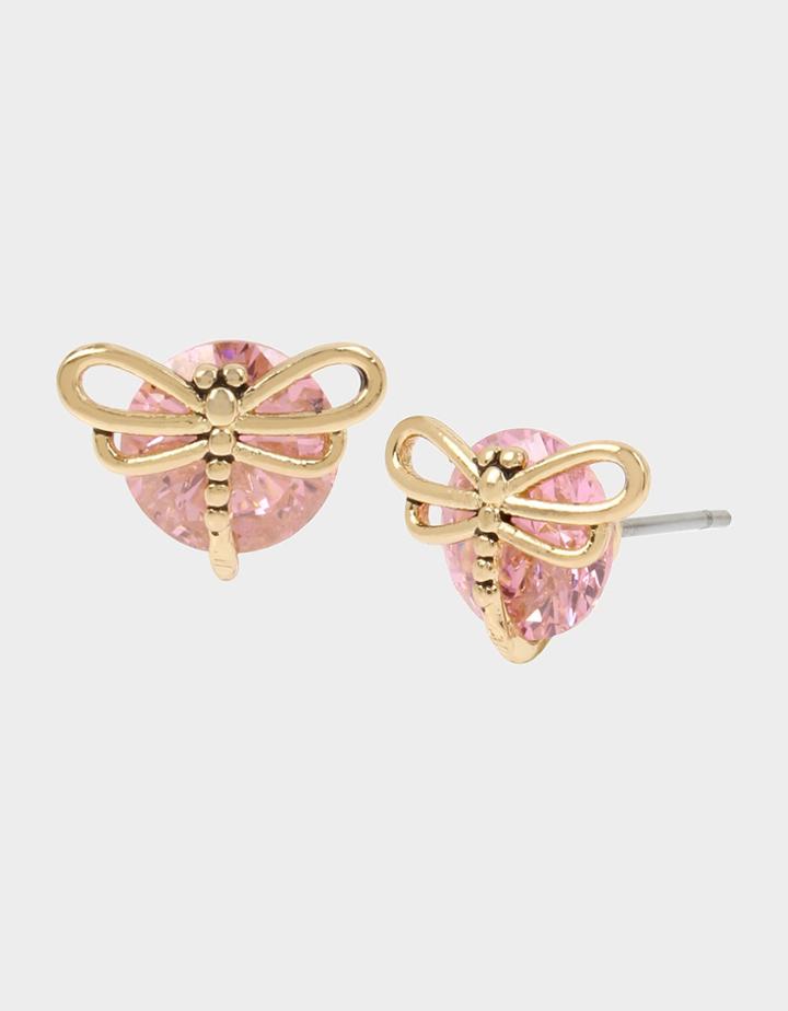 Betseyjohnson Cz Dragonfly Stud Earrings Pink