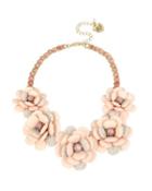 Steve Madden Marie Antoinette Flower Frontal Necklace Pink