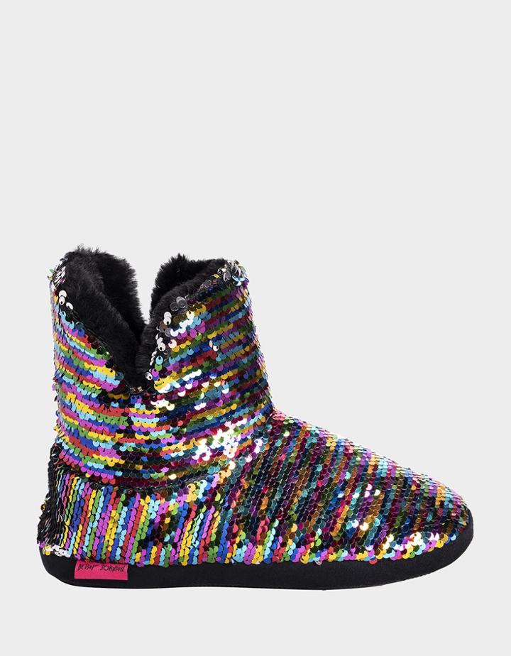 Betseyjohnson Cozy Sequin Bootie Rainbow Multi