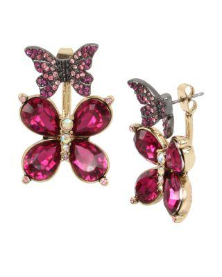 Steve Madden Butterfly Dreams Front Back Earrings Pink