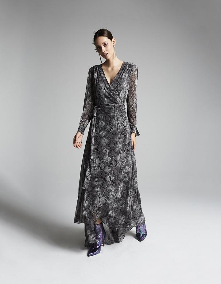 Betseyjohnson Slithering Mesh Maxi Dress Grey
