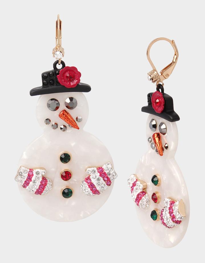 Betseyjohnson Merry Betsey Snowman Earrings Red