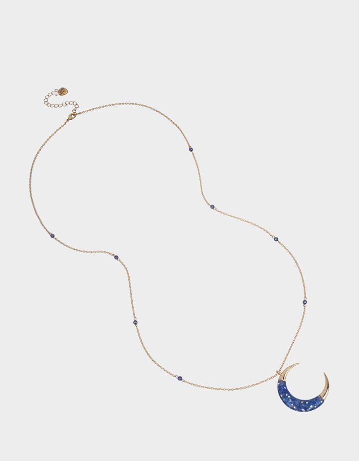 Betseyjohnson Celestial Glitter Moon Pendant Blue