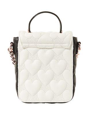 Steve Madden Split Decision Quilted Heart Crossbody Black/white
