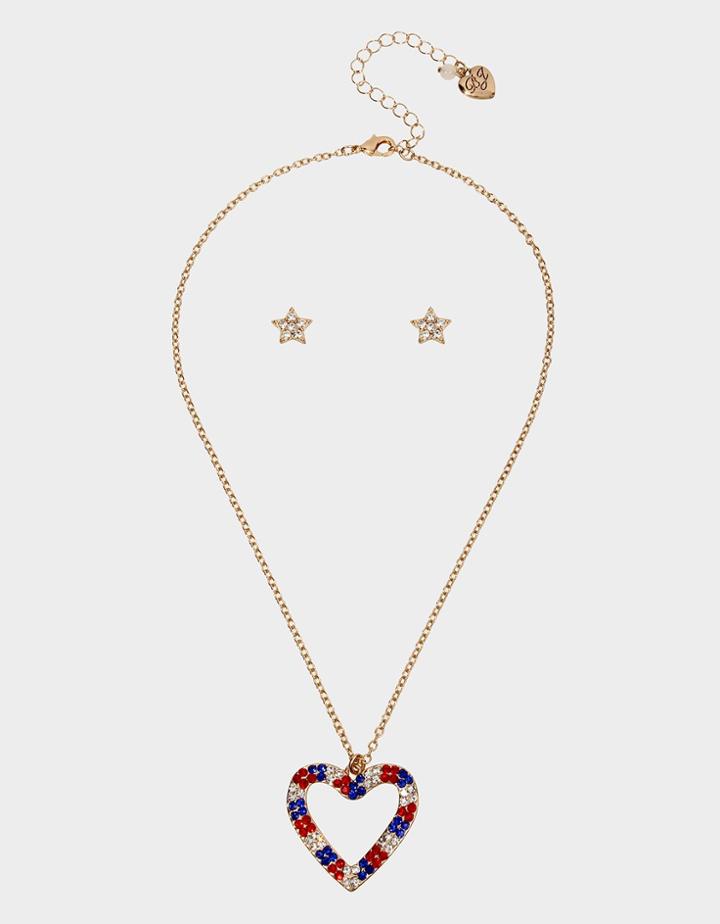 Betseyjohnson Firework Fun Necklace And Earring Set Red-white-blue