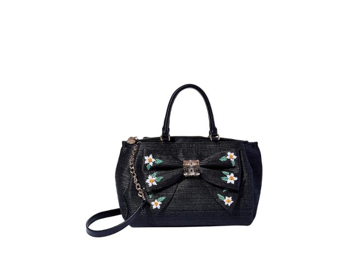 Betseyjohnson Daisyd And Confused Bow Satchel Black