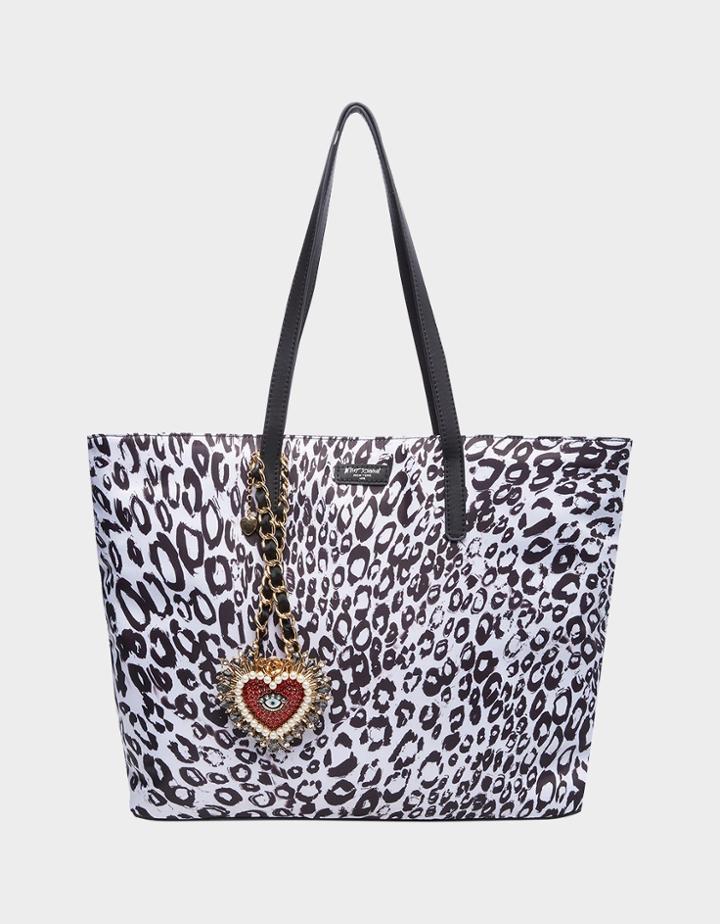 Betseyjohnson Betsified Tote With Necklace Charm Black/white